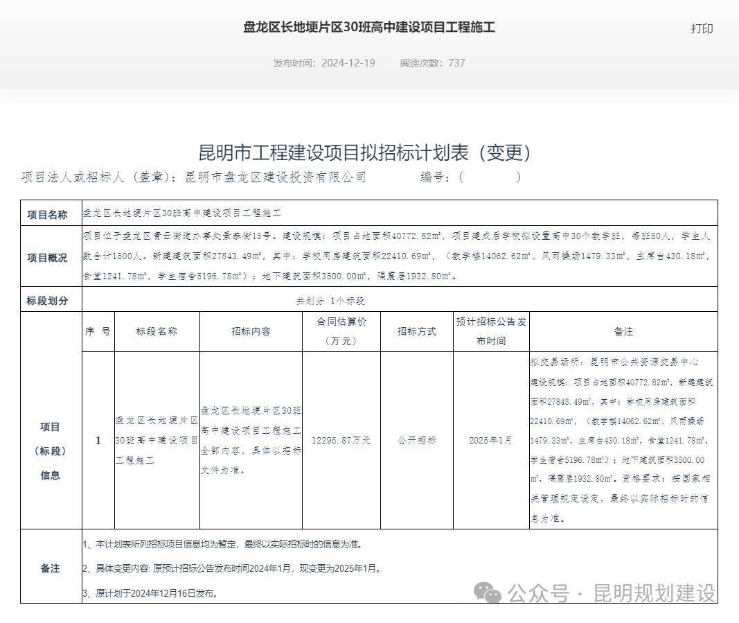 如何代理皇冠信用_投入1.23亿元如何代理皇冠信用！昆明计划在这里建一所30班高中